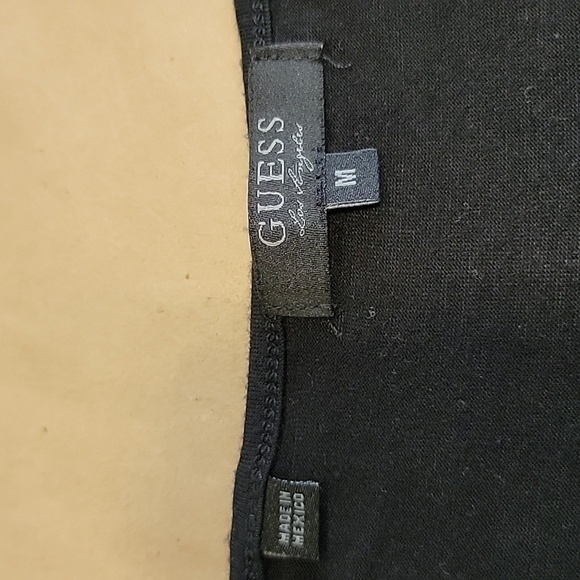 Guess Size M Black with Gray Animal Print Accent, Ruched Side Bodycon Dress - Picture 10 of 11